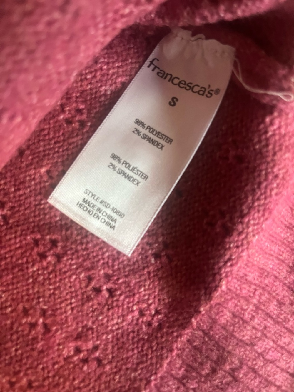Francesca's Collections Raspberry Tie-Back V-Neck Sweater - Picture 6 of 6